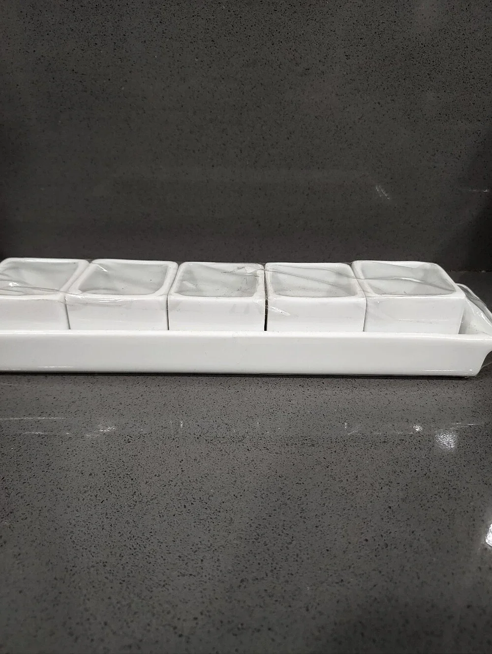 Crate&Barrel White Ceramic 6 Piece Tasting Cubes